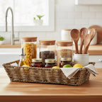 Michaela Collection: 12-Pack 13" Rectangular Sea Grass Flat Tray Basket with Handles