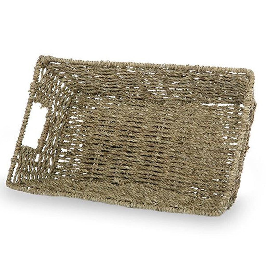 Michaela Collection: 12-Pack 13" Rectangular Sea Grass Flat Tray Basket with Handles