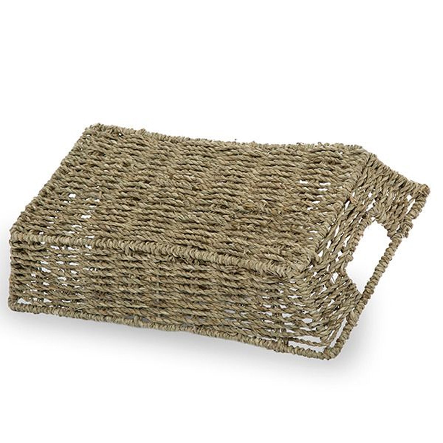 Michaela Collection: 12-Pack 13" Rectangular Sea Grass Flat Tray Basket with Handles