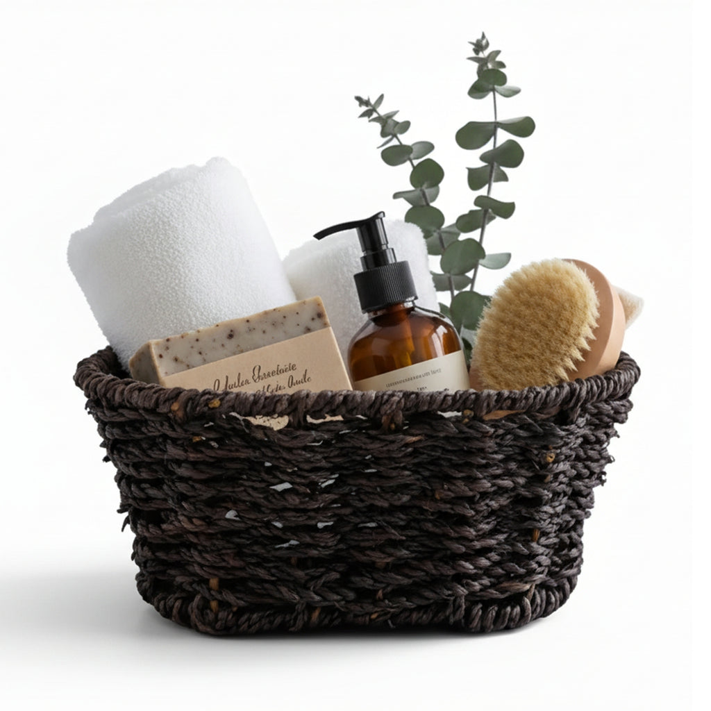 Michaela Collection: 12-Pack 9" Oval Dark Brown Seagrass Tray Baskets