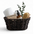 Michaela Collection: 12-Pack 9" Oval Dark Brown Seagrass Tray Baskets