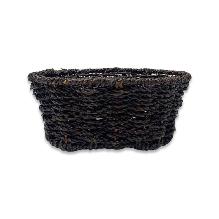 Michaela Collection: 12-Pack 9" Oval Dark Brown Seagrass Tray Baskets