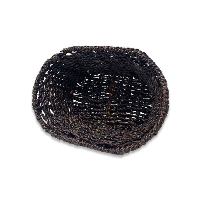 Michaela Collection: 12-Pack 9" Oval Dark Brown Seagrass Tray Baskets