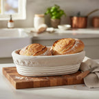 Artisan Collection: 12-Pack 9" Wide Oblong Rattan Proofing Baskets with Cloth Liners