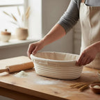 Artisan Collection: 12-Pack 9" Wide Oblong Rattan Proofing Baskets with Cloth Liners
