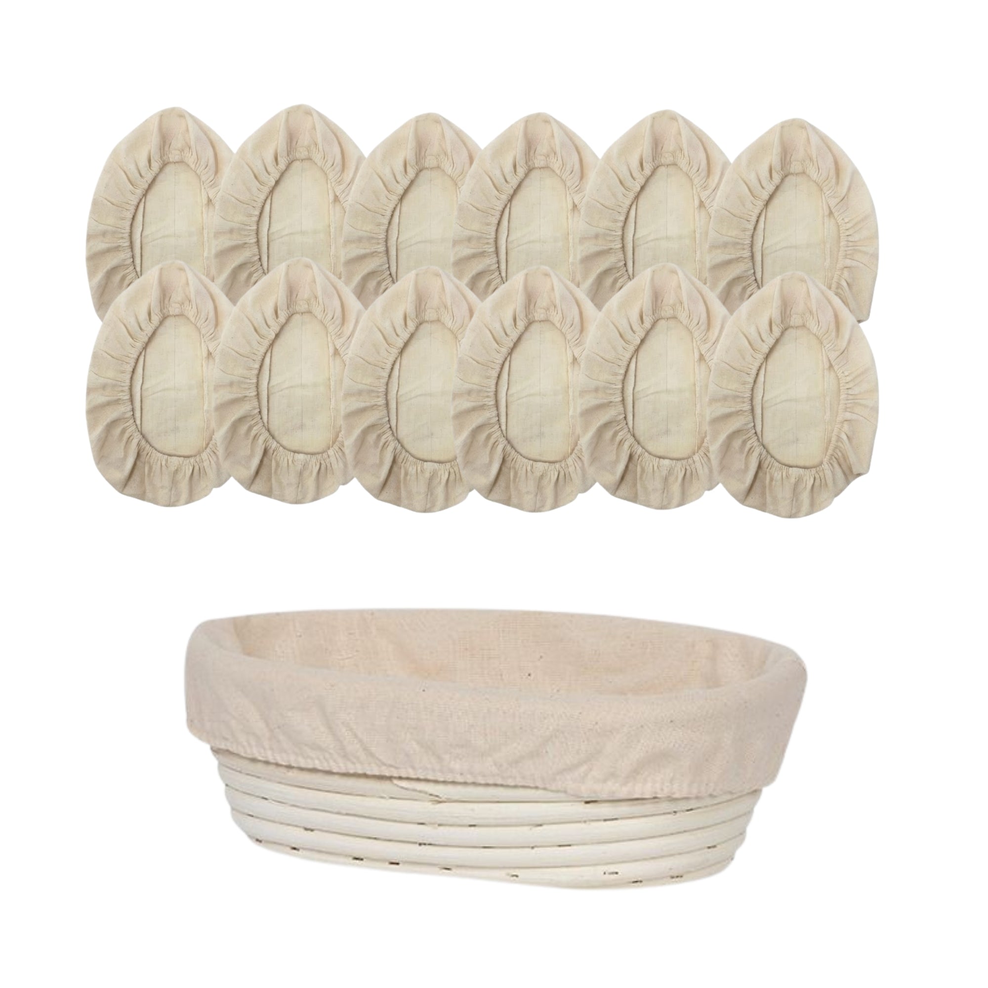 Artisan Collection: 12-Pack 12" Wide Oblong Cotton Cloth Proofing Basket Liners (Basket Not Included)