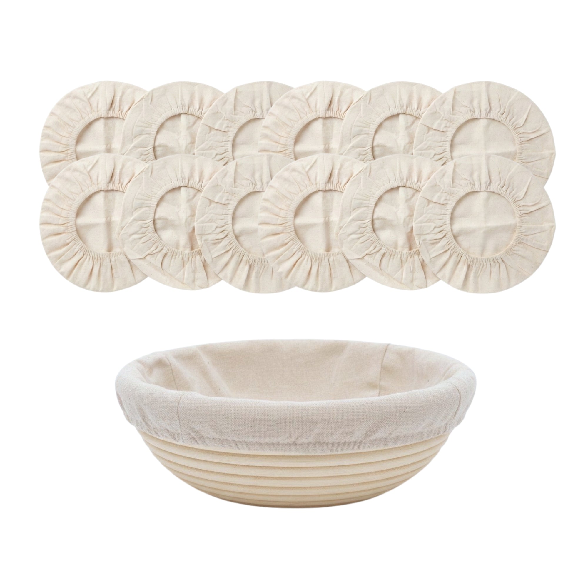 Artisan Collection: 12-Pack 8" Round Cotton Cloth Proofing Basket Liners (Basket Not Included)