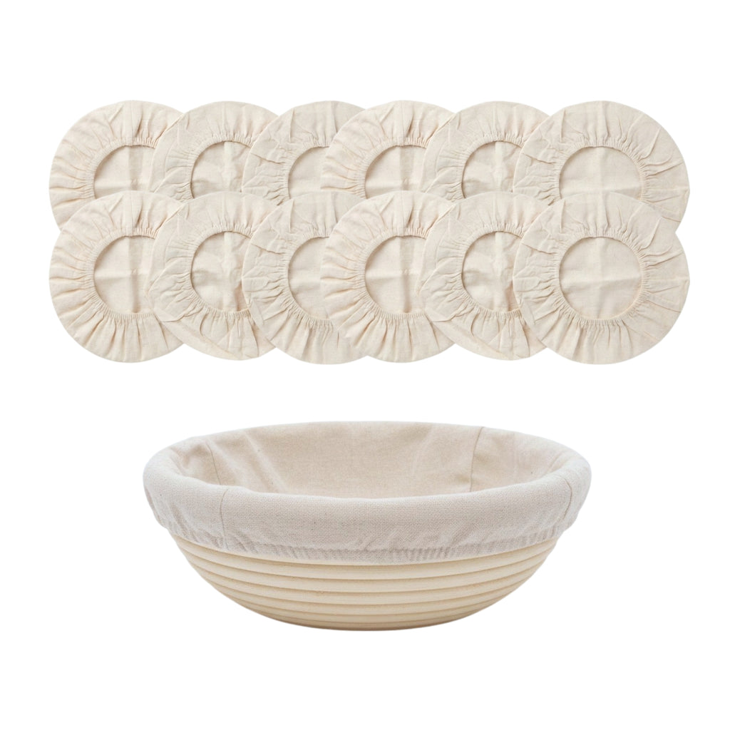 Artisan Collection: 12-Pack 10" Round Cotton Cloth Proofing Basket Liners (Basket Not Included)