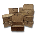 Alexa Collection: 12-Pack 9" Natural Seagrass Keepsake Storage Boxes with Lid