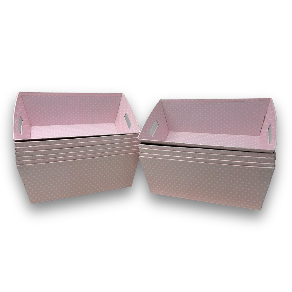 12-Pack 12" Medium Pink Polka Dot Valentine Gift Trays