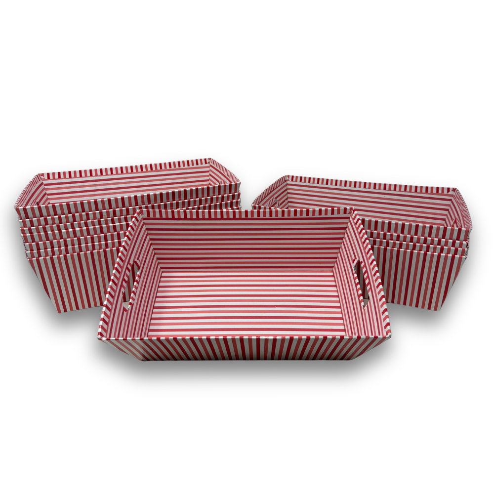 12-Pack 12" Medium Red & White Stripe Valentine Gift Trays