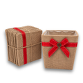 Holiday Collection: 12-Pack 5" Small Square Natural Jute Utility Bags with Red Bow
