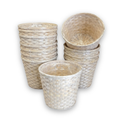 12-Pack: 13" Round White Washed Split Bamboo Planters