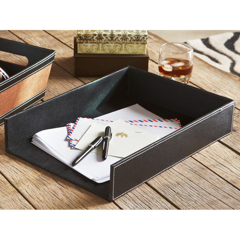 12-Pack 15" Roosevelt Black Faux Leather Document Trays
