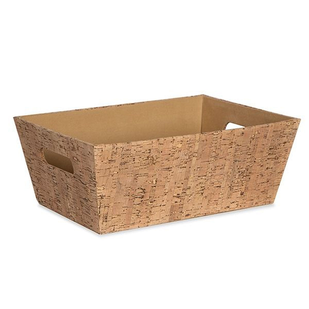 12-Pack 15" Rectangular Natural Corkboard Utility Storage Baskets with Handles