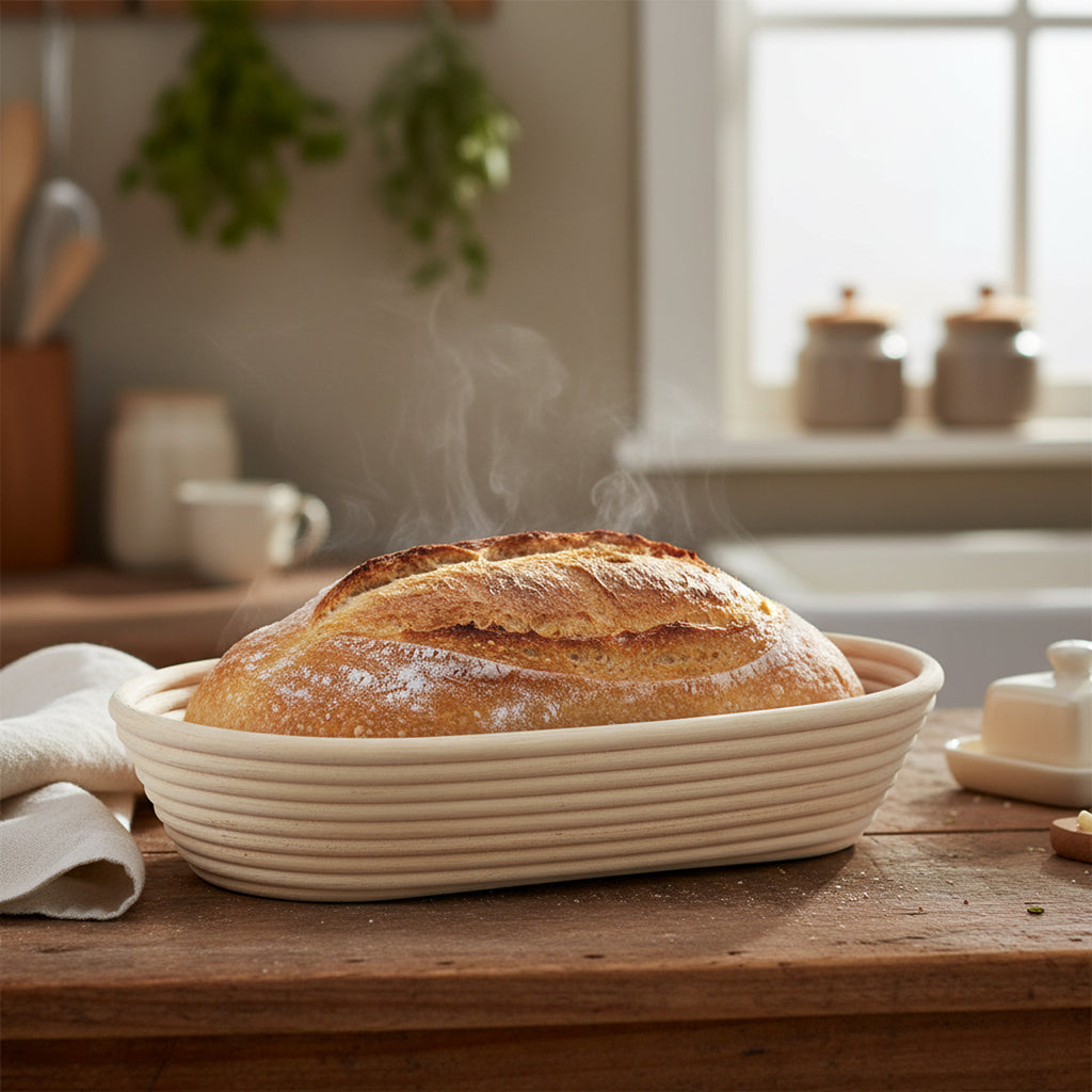 Artisan Collection: 12-Pack 13" Oblong Rattan Proofing Baskets with Cloth Liners