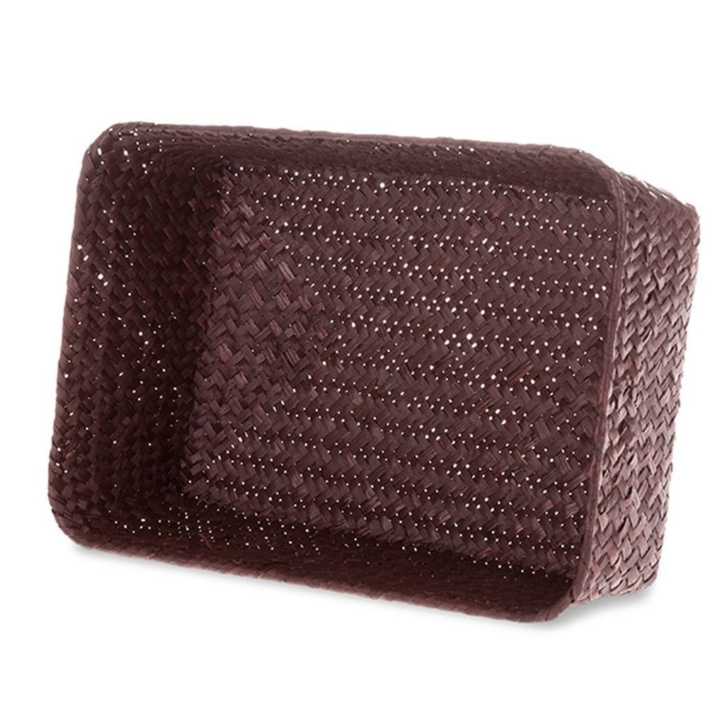 Alexa Collection: 12-Pack 7" Small Rectangular Seagrass & Metal Utility Tray Baskets