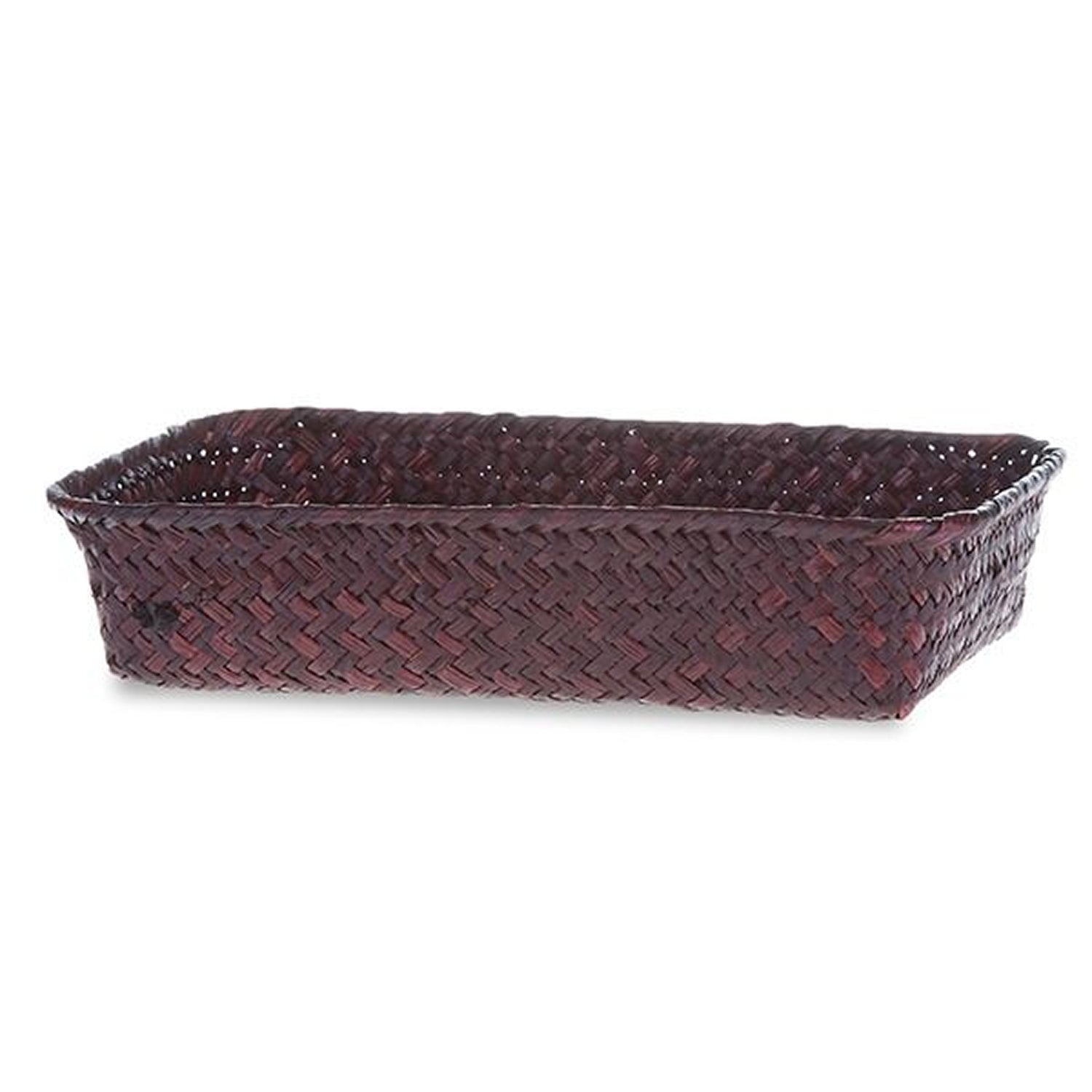 Alexa Collection: 12-Pack 7" Small Rectangular Seagrass & Metal Utility Tray Baskets