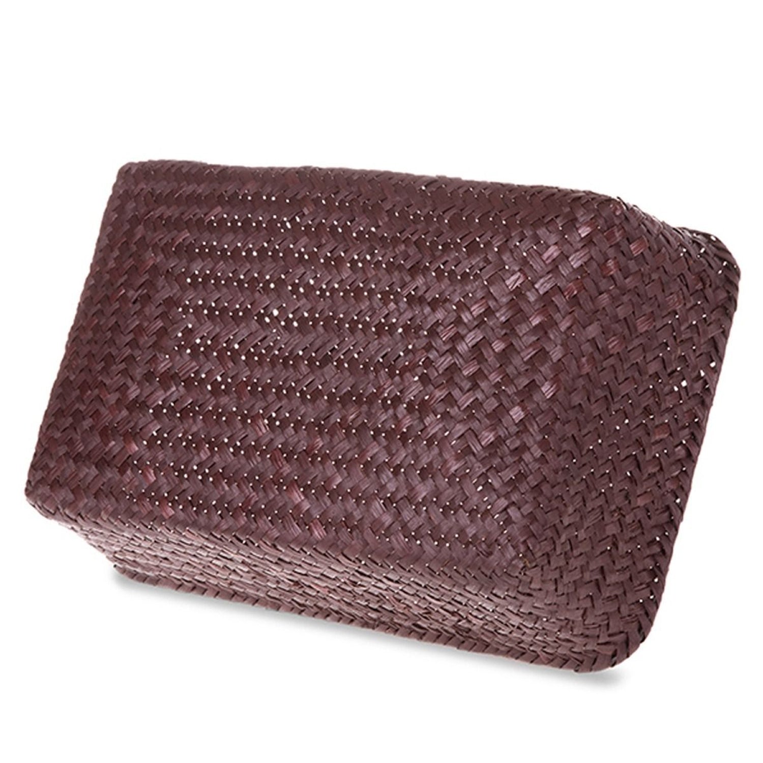 Alexa Collection: 12-Pack 7" Small Rectangular Seagrass & Metal Utility Tray Baskets