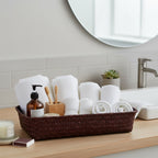 Alexa Collection: 12-Pack 7" Small Rectangular Seagrass & Metal Utility Tray Baskets