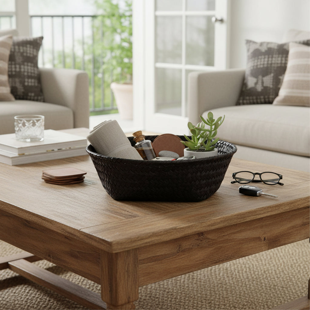 Alexa Collection: 12-Pack 6" Round Mahogany Tray Baskets