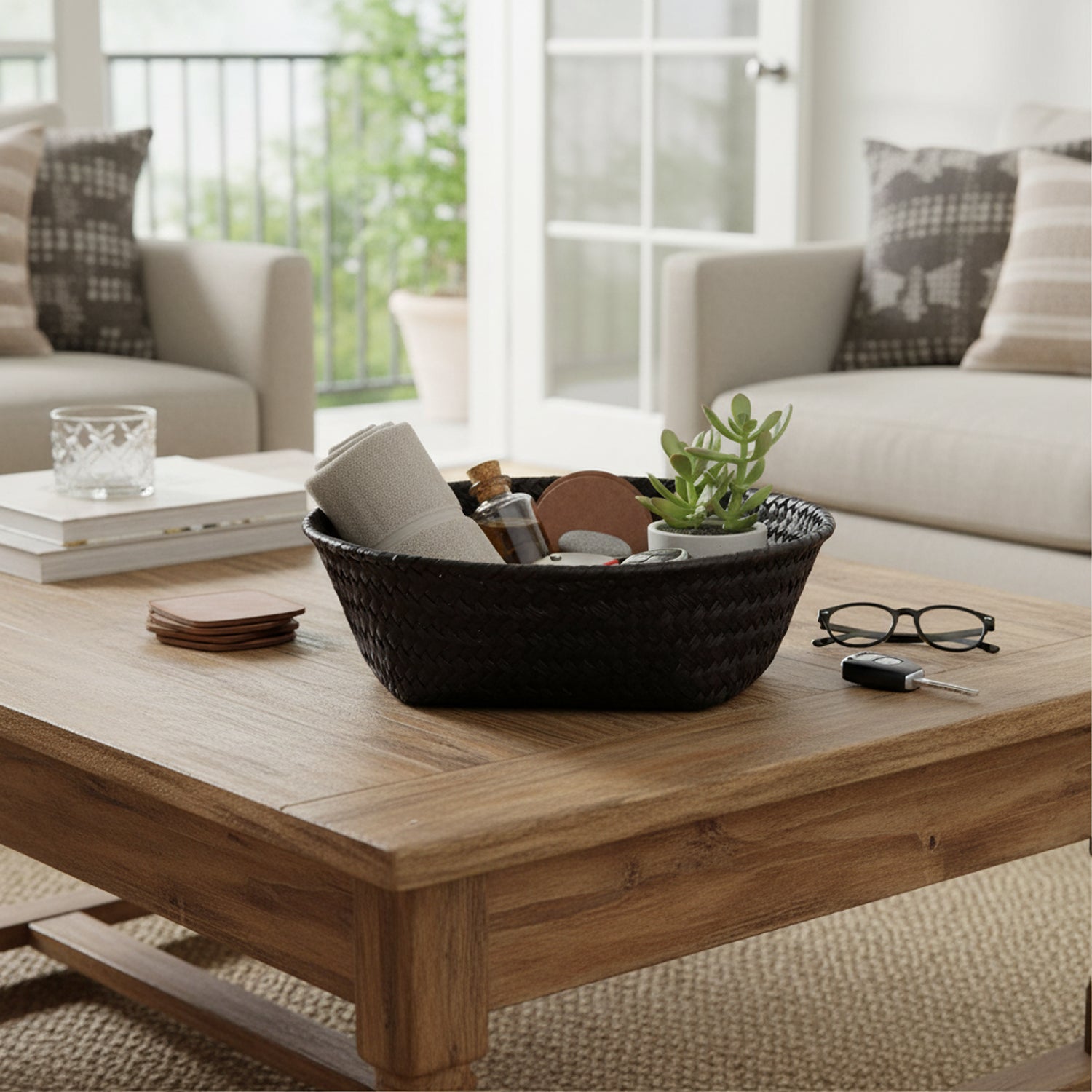 Alexa Collection: 12-Pack 6" Round Mahogany Tray Baskets