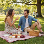 12-Pack 10" Rectangular Honey Bamboo Picnic Baskets with Split Double Lids