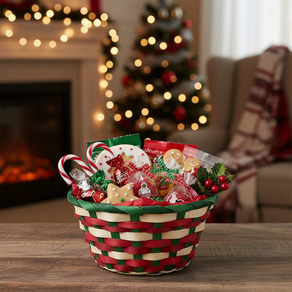 Holiday Collection: 12-Pack 6" Round Bamboo Baskets