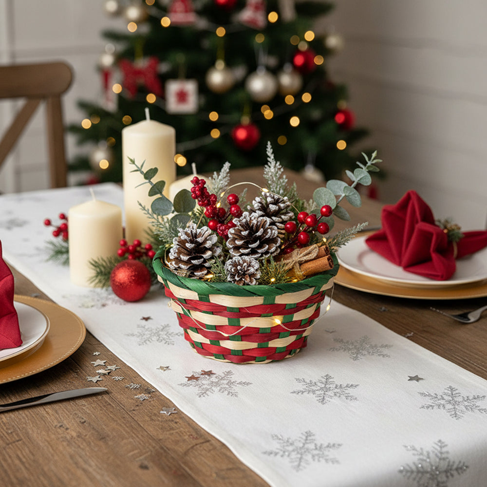 Holiday Collection: 12-Pack 6" Round Bamboo Baskets