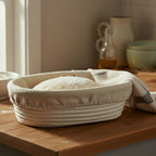 Artisan Collection: 12-Pack 9" Narrow Oblong Cotton Cloth Proofing Basket Liners (Basket Not Included)