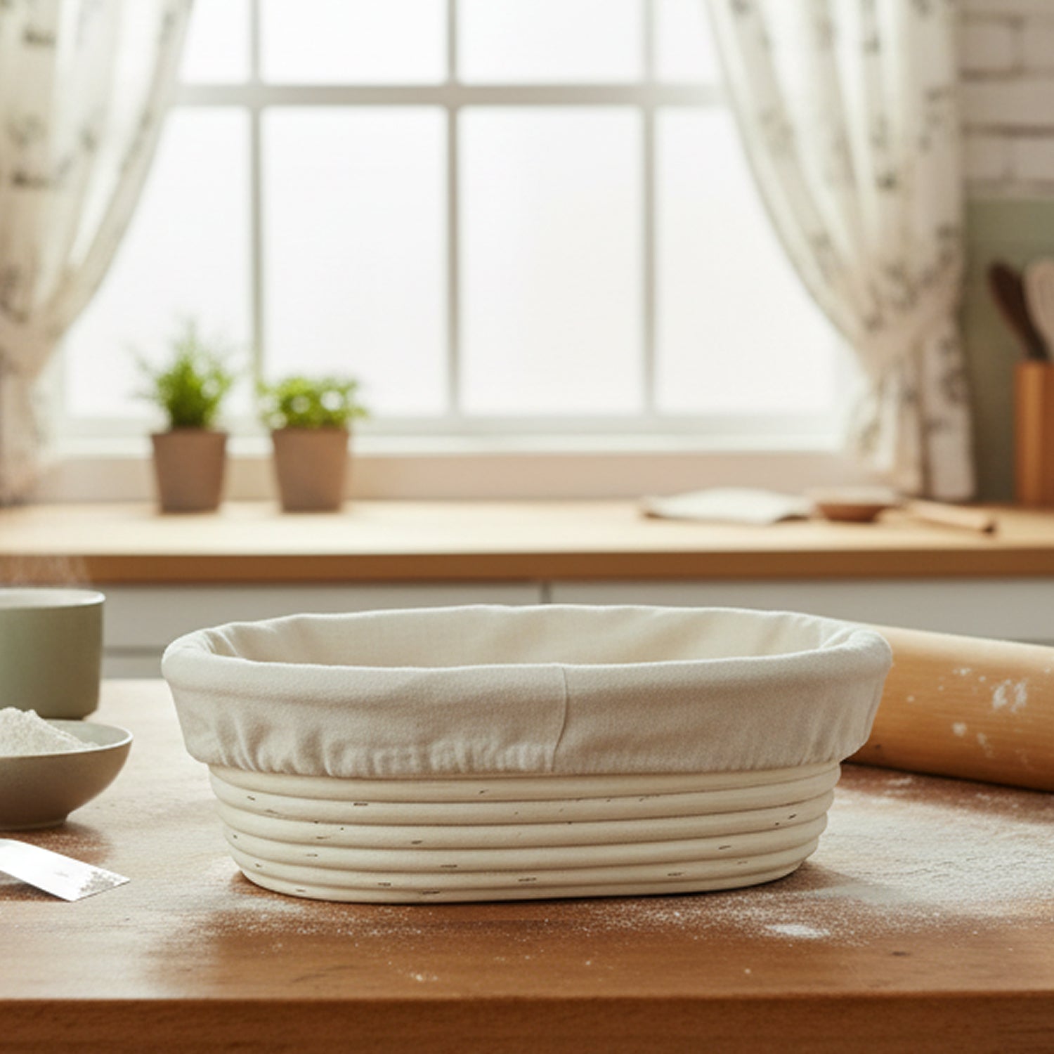 Artisan Collection: 12-Pack 12" Wide Oblong Cotton Cloth Proofing Basket Liners (Basket Not Included)