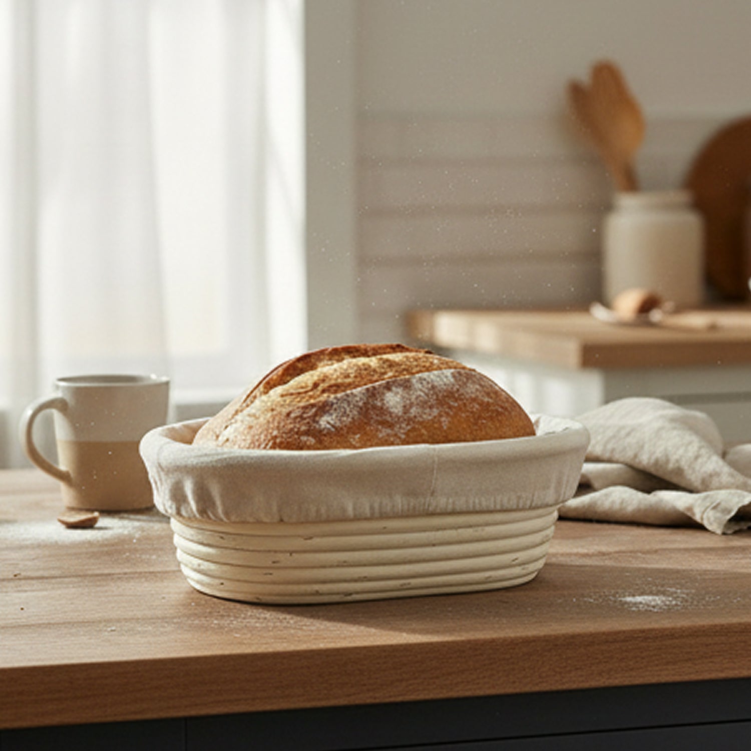 Artisan Collection: 12-Pack 12" Wide Oblong Cotton Cloth Proofing Basket Liners (Basket Not Included)