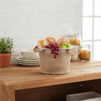 Jute Collection: 12-Pack 8" Round Natural Jute Handle Bags with Plastic Liners