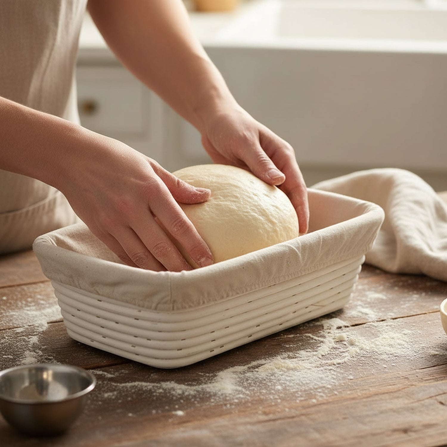 Artisan Collection: 12-Pack 12" Rectangular Cotton Cloth Proofing Basket Liners (Basket Not Included)