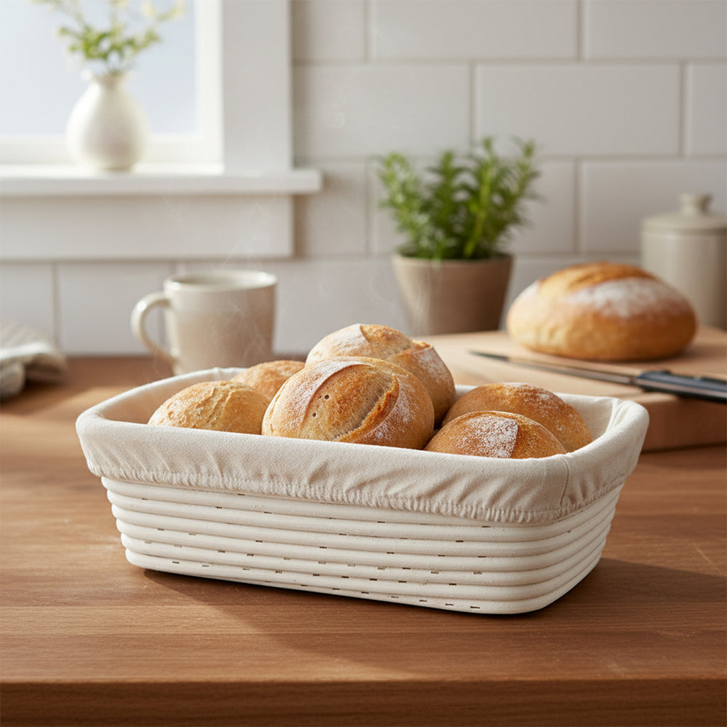 Artisan Collection: 12-Pack 12" Rectangular Rattan Proofing Baskets with Cloth Liners