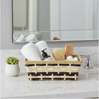 12-Pack 10" Rectangular Natural & Dark Stain Bamboo Utility Baskets