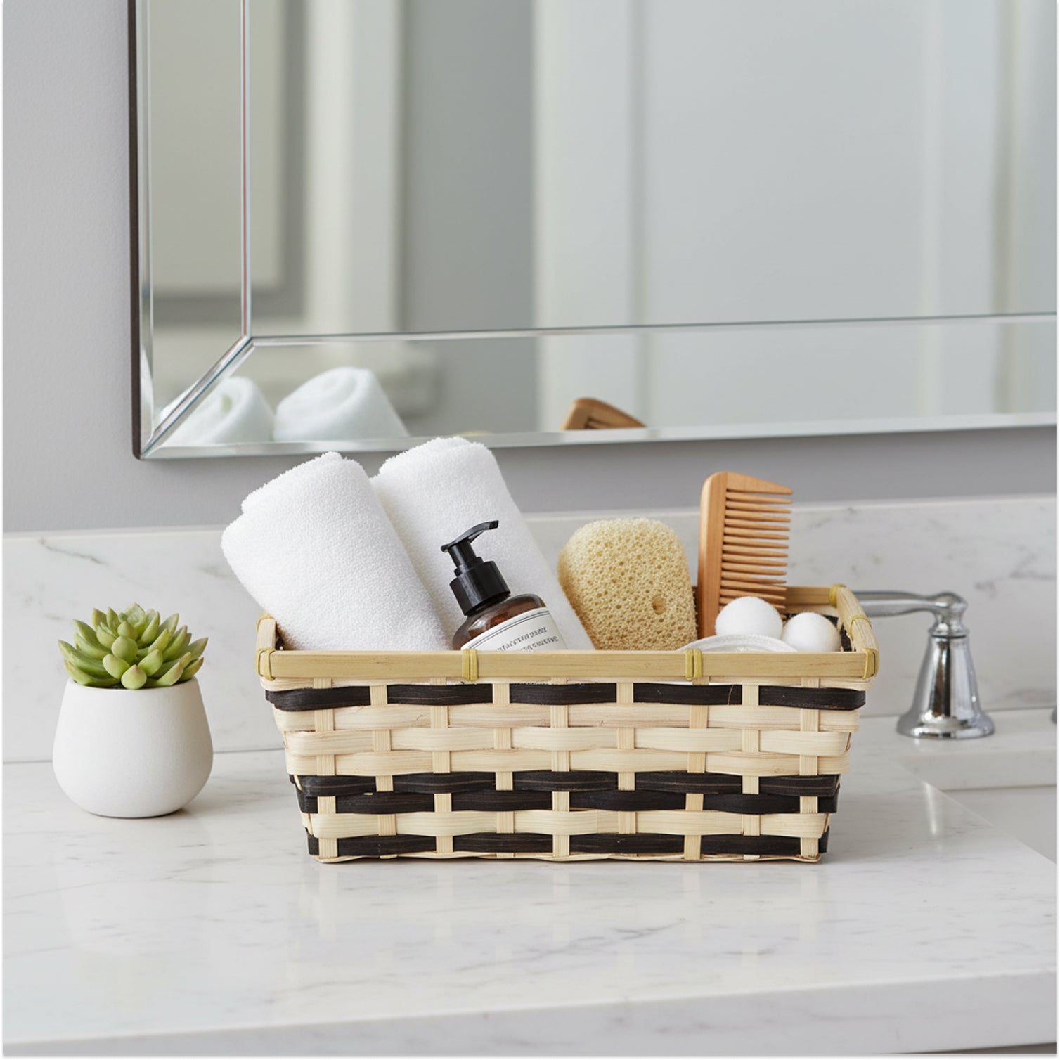 12-Pack 10" Rectangular Natural & Dark Stain Bamboo Utility Baskets