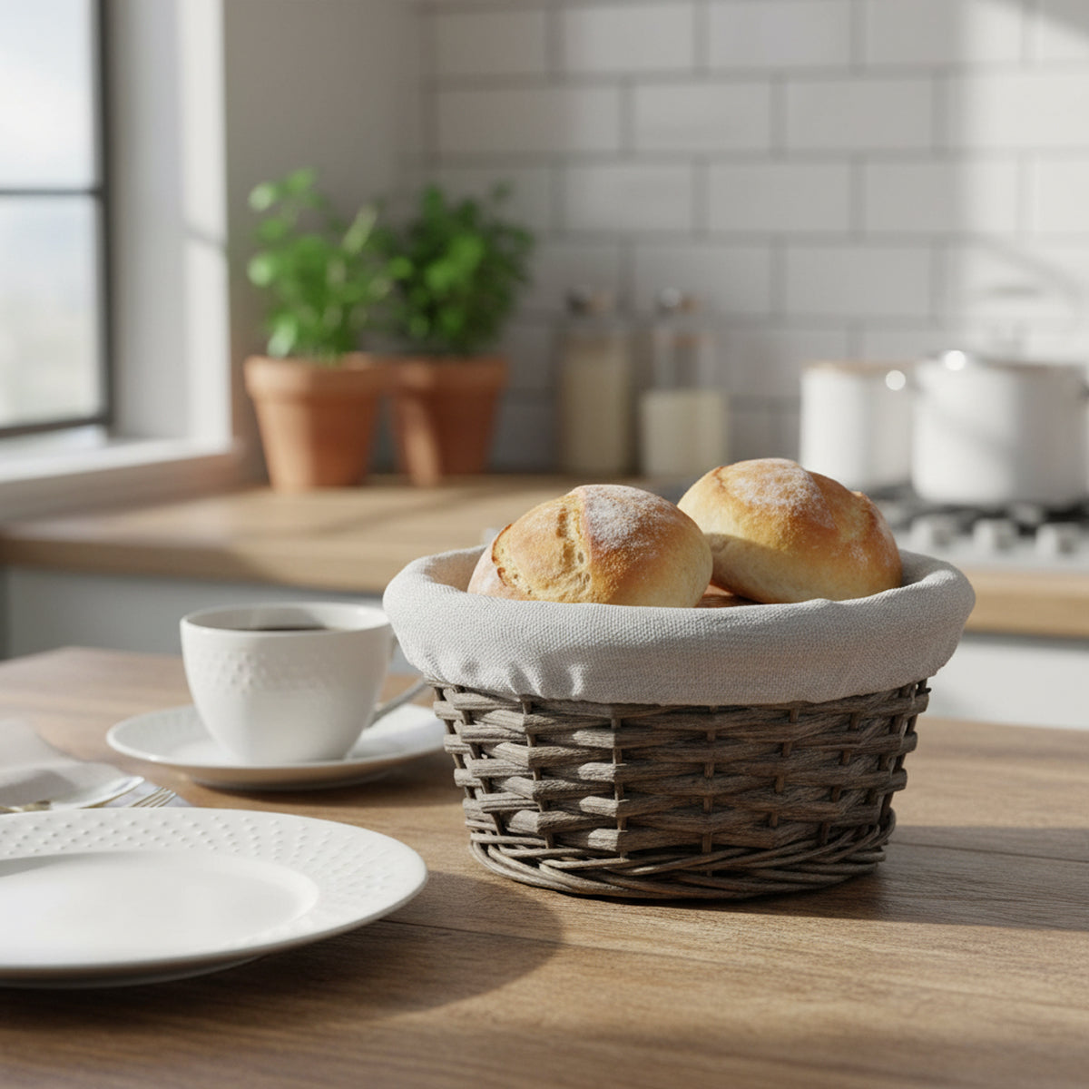 12-Pack 6" Round Utility Baskets with Cloth Liners