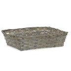 12-Pack 12" Rectangular Antique Grey Bamboo Utility Baskets