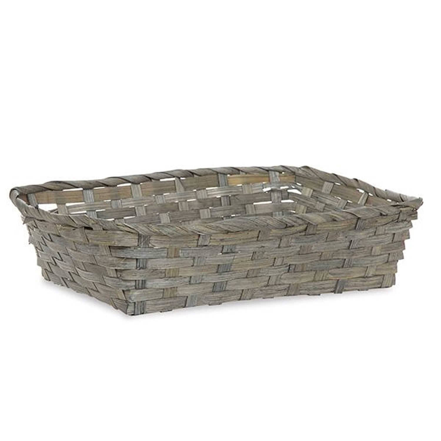 12-Pack 12" Rectangular Antique Grey Bamboo Utility Baskets