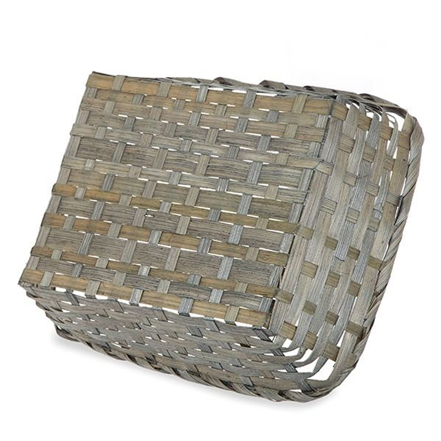 12-Pack 12" Rectangular Antique Grey Bamboo Utility Baskets