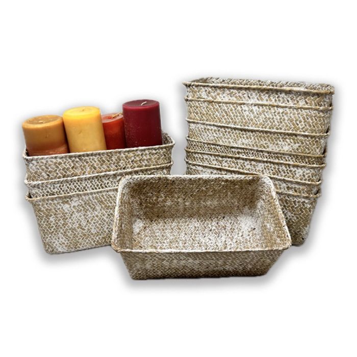 Alexa Collection: 12-Pack 12" Slim Rectangular White Wash Utility Baskets