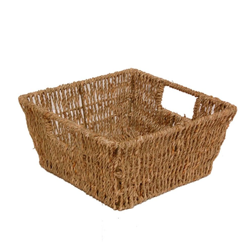 Michaela Collection: 12-Pack 8" Square Natural Sea Grass Utility Basket with Handles