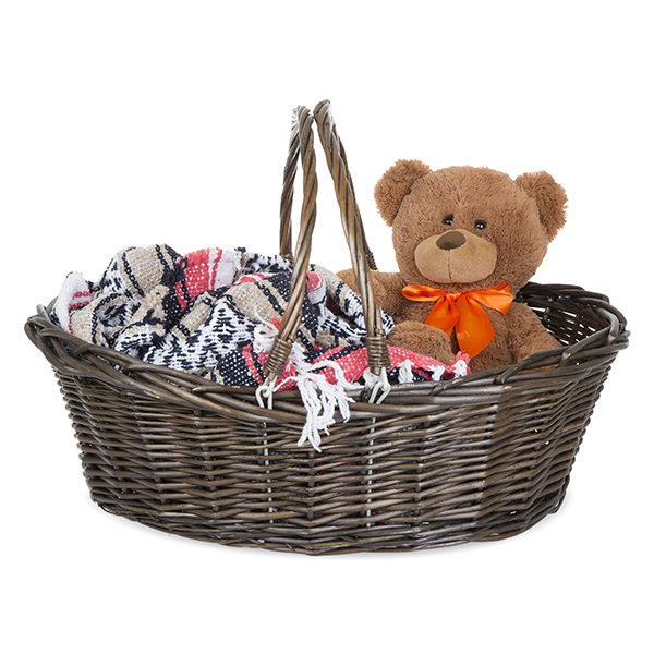 Brown Stain Shopper Wicker Basket The Lucky Clover Trading Co.