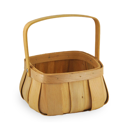 Square Top Rim with Curved Bottom Woodchip Handle Basket - Small The Lucky  Clover Trading Co.