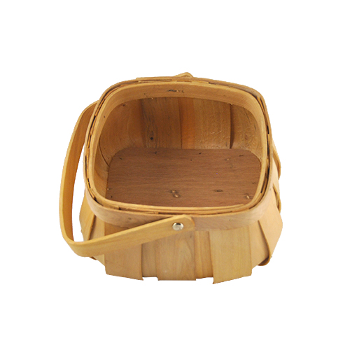 Square Top Rim with Curved Bottom Woodchip Handle Basket - Small