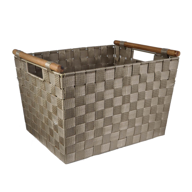 Sophia Simple Storage Basket with Wood Handle The Lucky Clover Trading Co.