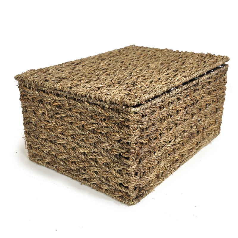 Medium Braided Sea Grass Storage Box with Li The Lucky Clover Trading Co.