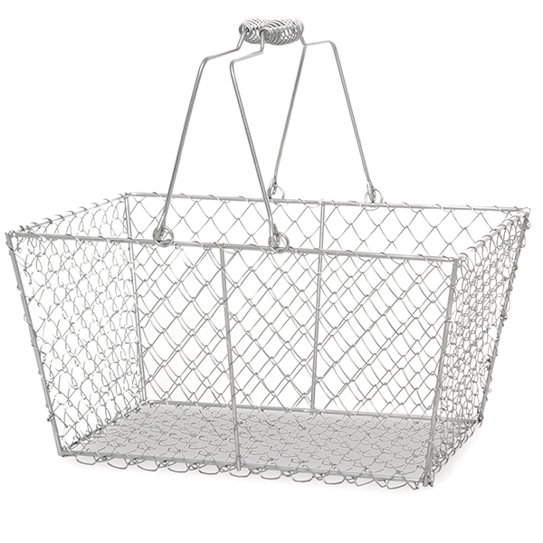 Stella Rectangular Wire Mesh Shopping Basket - Shiny Silver The Lucky ...