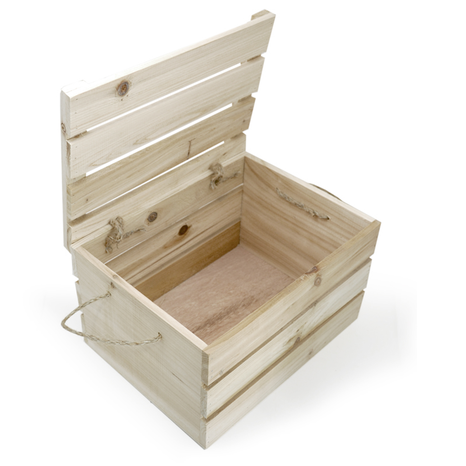 Natural Wooden Storage Box with Rope Handles The Lucky Clover Trading Co.